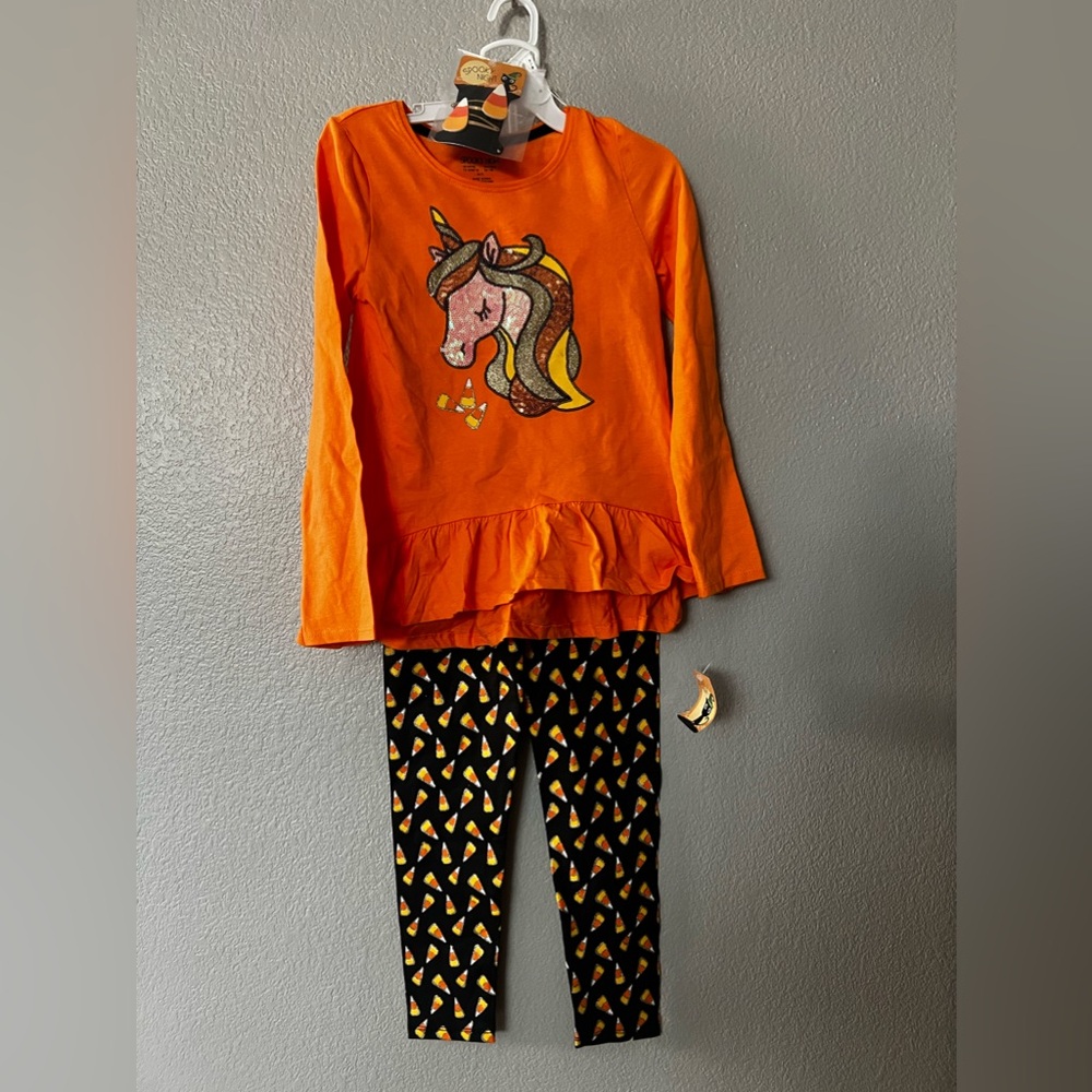 Unicorn Halloween set with candy corn hair clips